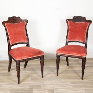 Antique pair of English mahogany chairs, 19th century